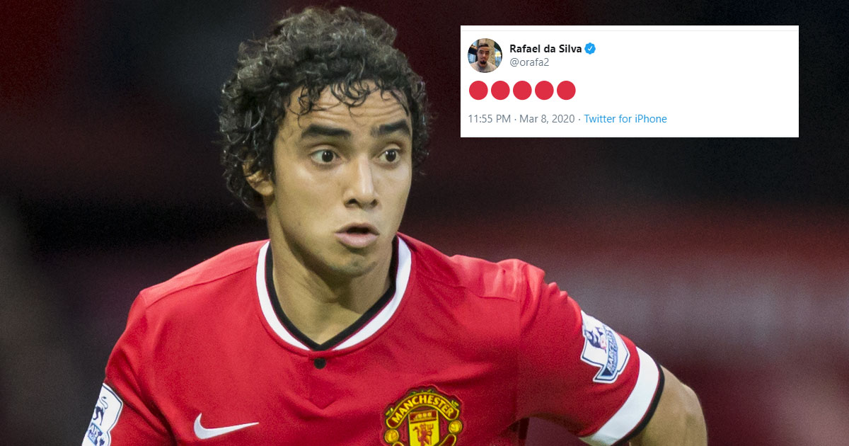 RED!: Former United defender Rafael boasts allegiances with pride after Manchester Derby win