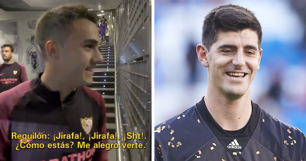 Hilarious pre-game moment between Reguilon and Courtois: 'Giraffe ...