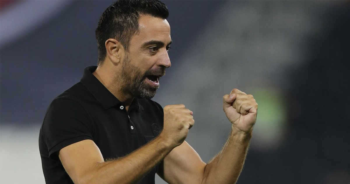 Xavi celebrates his first important achievement as a coach