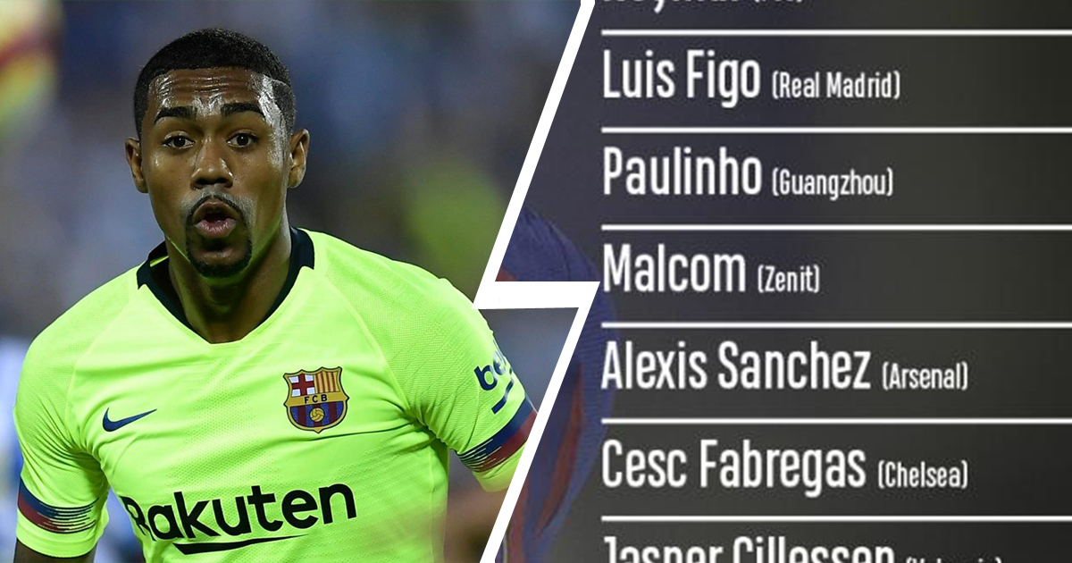 Malcom is Barca's 4th most expensive sale of all time